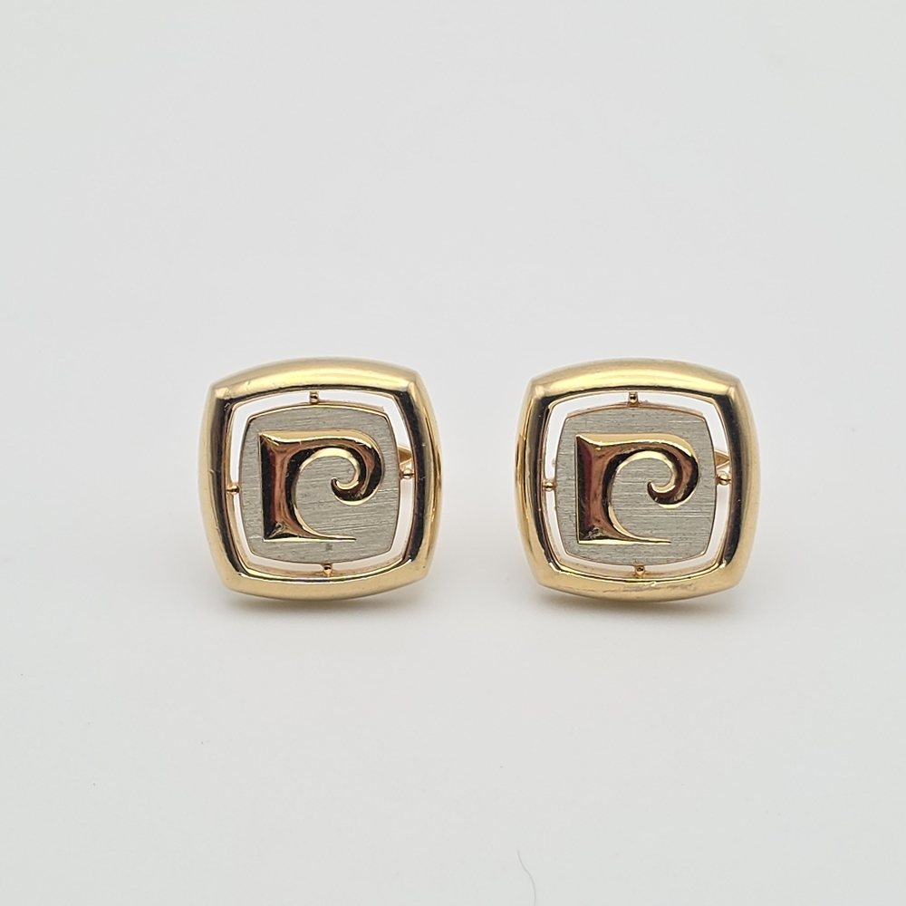 Vintage PIERRE CARDIN Logo Cufflinks Gold & Silver Tones Classy FREE $HIPPING!!